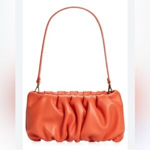 Staud Leather Clutch Bag in Blood Orange